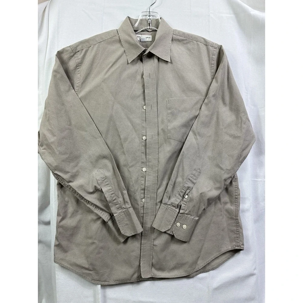 Banana Republic Men Brown Cotton Shirt Size M‎ Medium 15-15 1/2